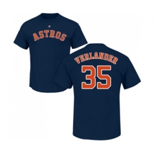 MLB Nike Houston Astros #35 Justin Verlander Navy Blue Name & Number T-Shirt