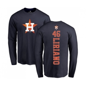 MLB Nike Houston Astros #46 Francisco Liriano Navy Blue Backer Long Sleeve T-Shirt