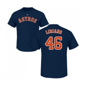 MLB Nike Houston Astros #46 Francisco Liriano Navy Blue Name & Number T-Shirt