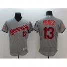 Men's Kansas City Royals #13 Salvador Perez Gray Fashion Stars & Stripes FlexBase Player Jersey