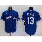 Men's Kansas City Royals #13 Salvador Perez Royal Cool Base Stitched Jersey