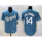 Men's Kansas City Royals #14 Jac Caglianone Light Blue Cool Base Stitched Baseball Jersey