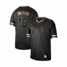 Men's Kansas City Royals #16 Paulo Orlando Authentic Black Gold Fashion Baseball Jersey