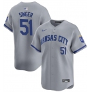 Men's Kansas City Royals #51 Brady Singer Gray Away Stitched Baseball Jersey