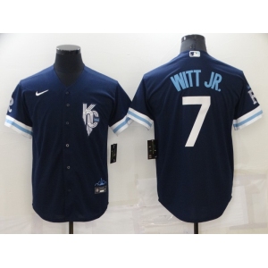 Men's Kansas City Royals #7 Bobby Witt Jr. 2022 Navy City Connect Cool Base Stitched Jersey