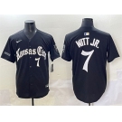 Men's Kansas City Royals #7 Bobby Witt Jr. Black 'Gothic Crown Edition' Vapor Premier Limited Stitched Baseball Jersey