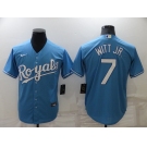 Men's Kansas City Royals #7 Bobby Witt Jr Light Blue Cool Base Stitched MLB Jersey