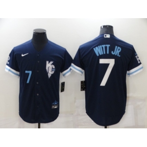 Men's Kansas City Royals #7 Bobby Witt Jr. Number 2022 Navy City Connect Cool Base Stitched Jersey