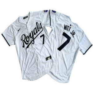 Men's Kansas City Royals #7 Bobby Witt Jr Number White Black Name Limited Stitched Jersey