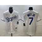 Men's Kansas City Royals #7 Bobby Witt Jr Number White Cool Base Stitched MLB Jersey