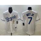 Men's Kansas City Royals #7 Bobby Witt Jr Number White Cool Base Stitched MLB Jerseys