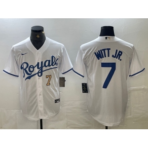 Men's Kansas City Royals #7 Bobby Witt Jr Number White Cool Base Stitched MLB Jerseys