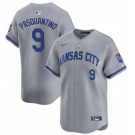 Men's Kansas City Royals #9 Vinnie Pasquantino Gray 2024 Away Limited Stitched Baseball Jersey