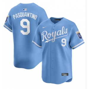 Men's Kansas City Royals #9 Vinnie Pasquantino Light Blue 2024 Alternate Limited Stitched Baseball Jersey