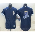 Men's Kansas City Royals Big Logo 2022 Navy Blue City Connect Flex Base Stitched Jersey