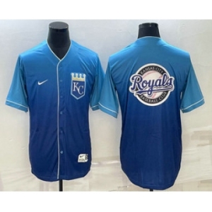 Men's Kansas City Royals Big Logo Nike Blue Fade Stitched Jersey