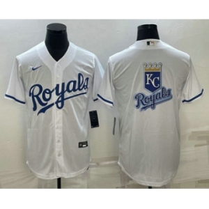 Men's Kansas City Royals Big Logo White Stitched MLB Cool Base Nike Jerseys