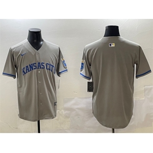 Men's Kansas City Royals Blank Gray 2024 Away Limited Stitched Baseball Jersey