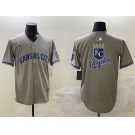 Men's Kansas City Royals Team Big Logo Gray 2024 Away Limited Stitched Baseball Jersey