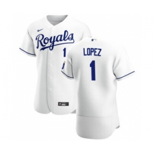 Men's  Nike Kansas City Royals #1 Nicky Lopez White Home 2020 Authentic Player Baseball Jersey