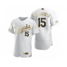 Men's  Nike Kansas City Royals #15 Whit Merrifield White 2020 Authentic Golden Edition Baseball Jersey