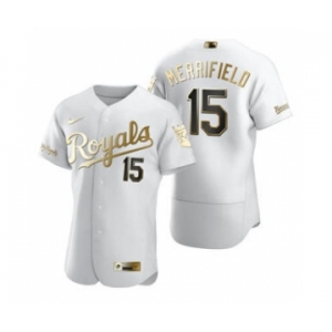 Men's  Nike Kansas City Royals #15 Whit Merrifield White 2020 Authentic Golden Edition Baseball Jersey