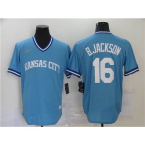 Men's  Nike Kansas City Royals #16 Bo Jackson 2020 Light Blue Cooperstown Collection Baseball Player Jersey