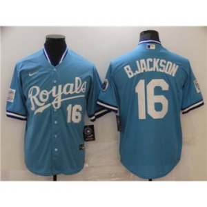 Men's  Nike Kansas City Royals #16 Bo Jackson Light Blue Stitched Baseball Jersey