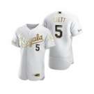 Men's Nike Kansas City Royals #5 George Brett White 2020 Authentic Golden Edition Baseball Jersey