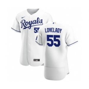 Men's Nike Kansas City Royals #55 Richard Lovelady White Home 2020 Authentic Player Baseball Jersey