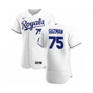 Men's Nike Kansas City Royals #75 Jeison Guzman White Home 2020 Authentic Player Baseball Jersey