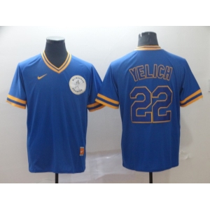 Men Nike Milwaukee Brewers #22 Christian Yelich  Blue M&N MLB Jersey