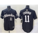 Men's Milwaukee Brewers #11 Jackson Chourio Black 'Gothic 414 Shadows Edition' Vapor Premier Limited Stitched Jersey