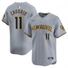 Men's Milwaukee Brewers #11 Jackson Chourio Grey 2024 Away Limited Stitched Baseball Jersey