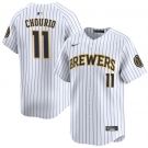 Men's Milwaukee Brewers #11 Jackson Chourio White 2024 Alternate Limited Stitched Baseball Jersey