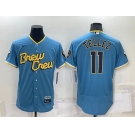 Men's Milwaukee Brewers #11 Rowdy Tellez Blue 2022 City Connect Flex Base Stitched Jersey