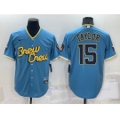 Men's Milwaukee Brewers #15 Tyrone Taylor Blue 2022 City Connect Cool Base Stitched Jersey