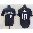 Men's Milwaukee Brewers #19 Robin Yount Black 'Gothic 414 Shadows Edition' Vapor Premier Limited Stitched Jersey
