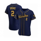 Men's Milwaukee Brewers #2 Luis Urias Navy Blue Stitched MLB Cool Base Nike Jersey