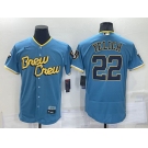 Men's Milwaukee Brewers #22 Christian Yelich Blue 2022 City Connect Flex Base Stitched Jersey