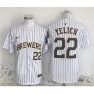 Men's Milwaukee Brewers #22 Christian Yelich White Alternate Limited Stitched Jersey