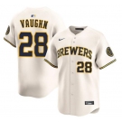 Men's Milwaukee Brewers #28 Andrew Vaughn Cream Limited Stitched Baseball Jersey