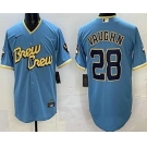 Men's Milwaukee Brewers #28 Andrew Vaughn Powder Blue 2022 City Connect Cool Base Jersey