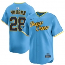 Men's Milwaukee Brewers #28 Andrew Vaughn Powder Blue City Connect Limited Stitched Baseball Jersey