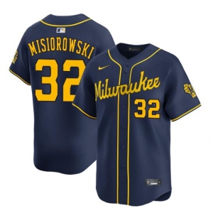 Men's Milwaukee Brewers #32 Jacob Misiorowski Navy Alternate Limited Stitched Baseball Jersey