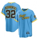 Men's Milwaukee Brewers #32 Jacob Misiorowski Powder Blue City Connect Cool Base Stitched Jersey