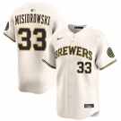 Men's Milwaukee Brewers #33 Jacob Misiorowski Cream 2025 Limited Stitched Baseball Jersey
