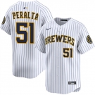 Men's Milwaukee Brewers #51 Freddy Peralta White Alternate Limited Stitched Baseball Jersey