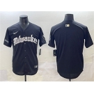 Men's Milwaukee Brewers Blank Black 'Gothic 414 Shadows Edition' Vapor Premier Limited Stitched Jersey