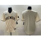 Men's Milwaukee Brewers Blank Cream Home Limited Stitched Jersey